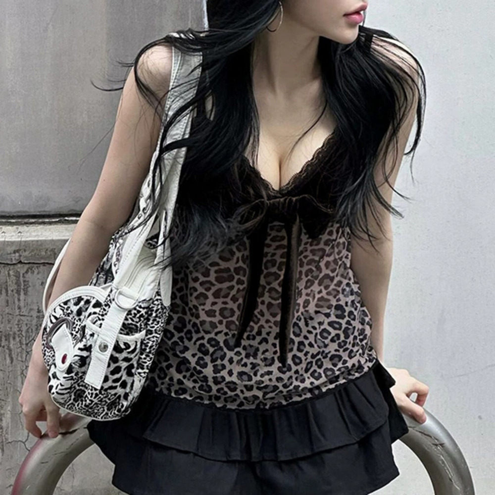 ZARA Sexy Velvet Leopard Print Slim Fit Camisole Summer Short Top for Women